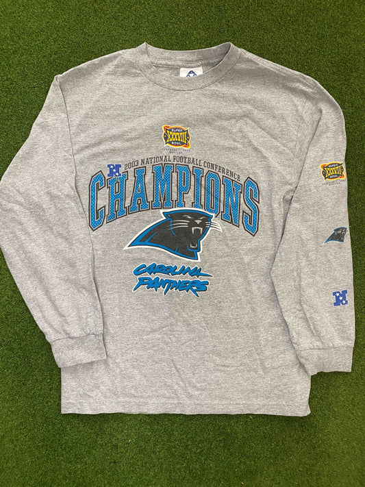 2003 Carolina Panthers - NFC Champions - Vintage NFL Long Sleeve (Medium)