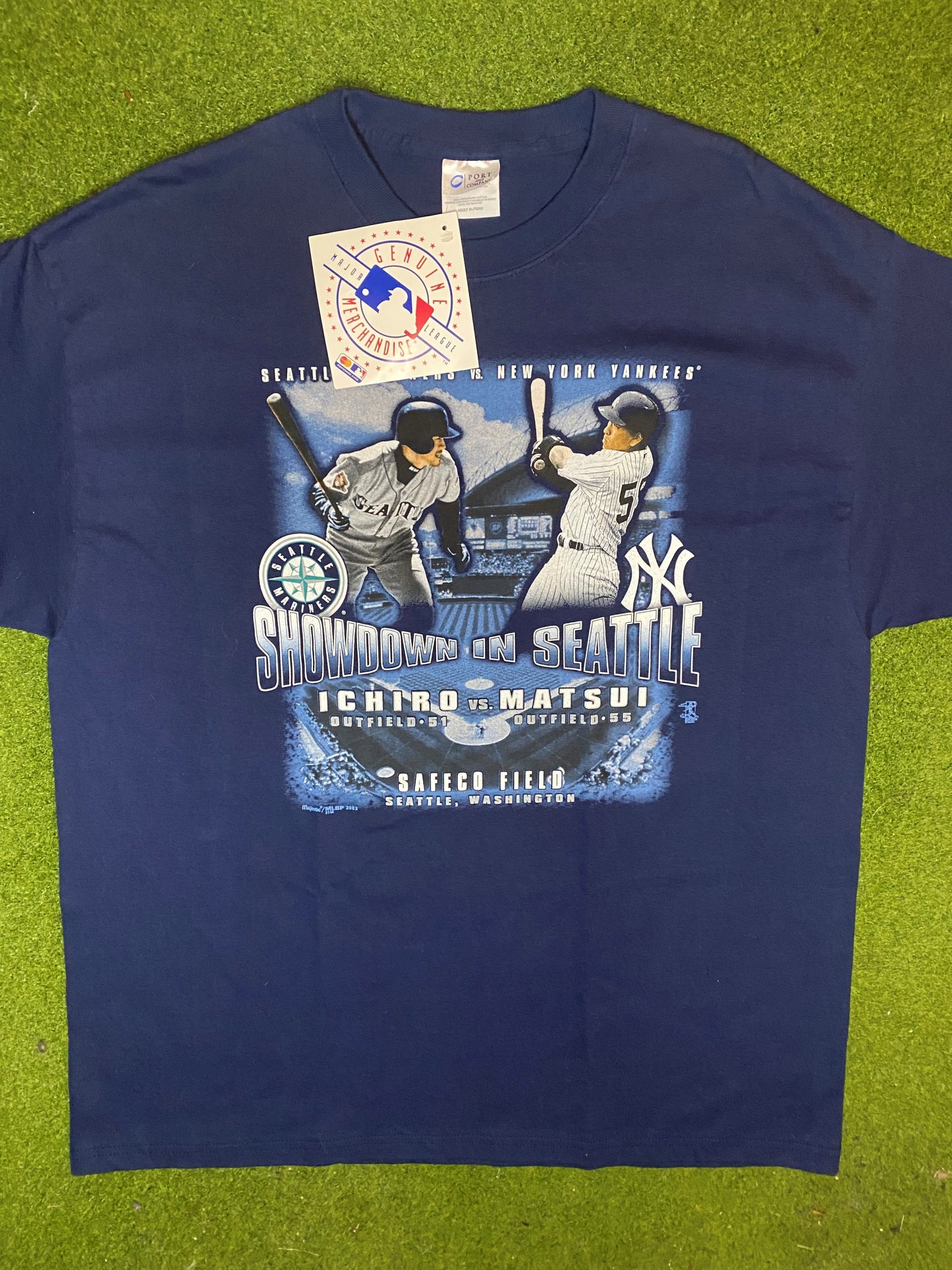 2003 Showdown in Seattle - Ichiro Vs. Matsui - Vintage MLB Player T-Shirt (XL) 