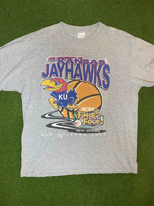 2003 Kansas Jayhawks - Final Four - Vintage College Basketball Tee Shirt (XL) Gametime Vintage