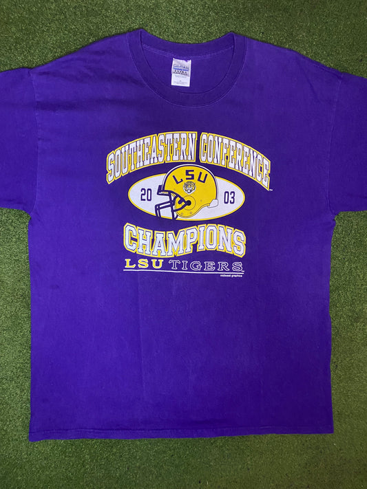 2003 LSU Tigers - SEC Champions - Vintage College T-Shirt (XL)