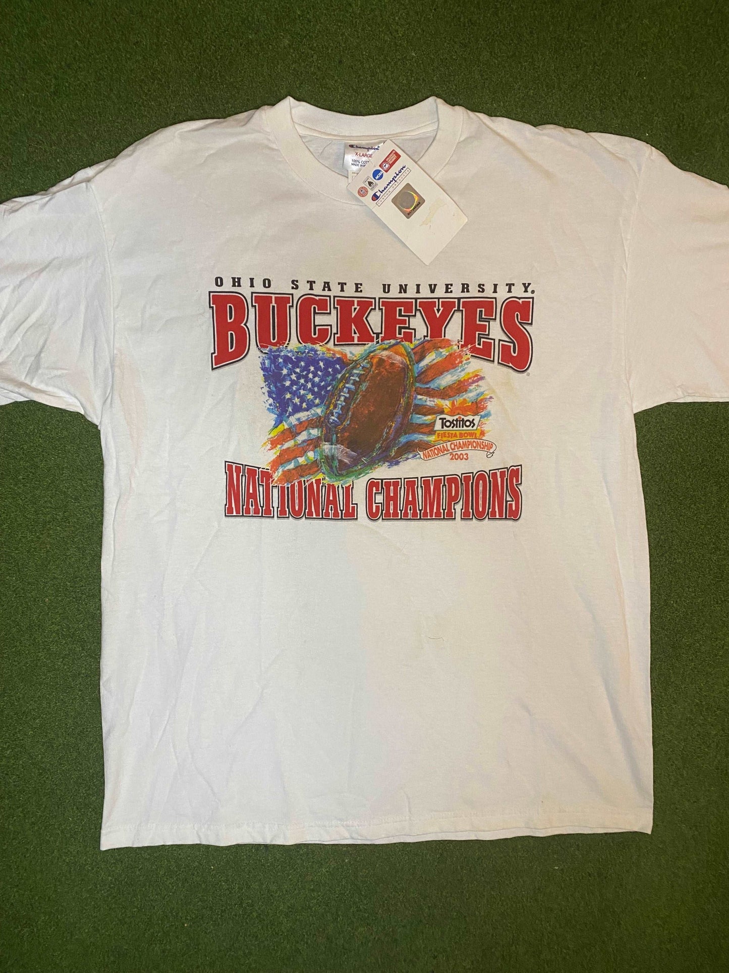 2002-2003 Ohio State Buckeyes - National Champions - NWT - Vintage College Football Tee Shirt (XL)