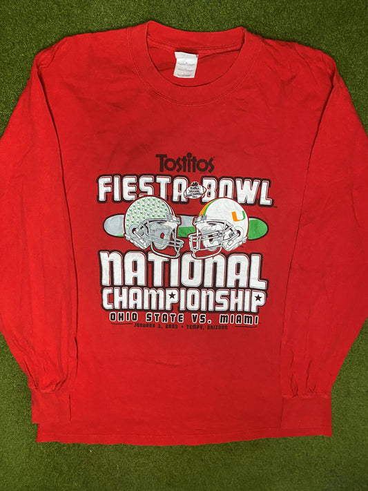 2003 Ohio State Buckeyes - Fiesta Bowl National Championship - Vintage College Long Sleeve (Large)