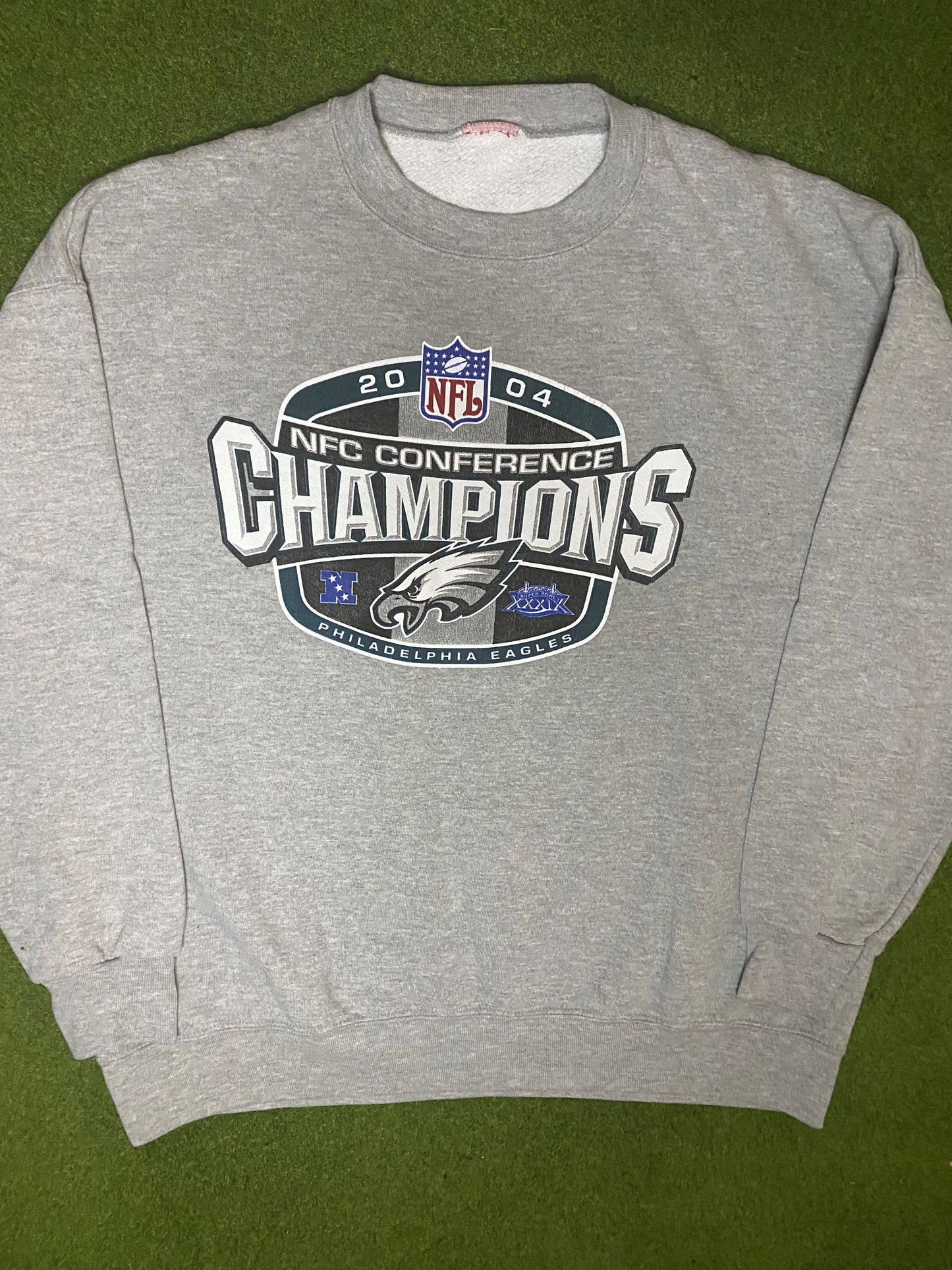 2004 Philadelphia Eagles - NFC Champions - Vintage NFL Sweatshirt (2XL) Gametime Vintage