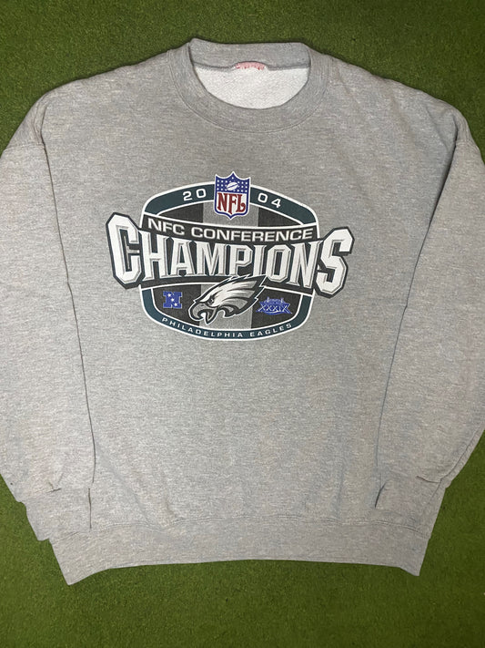 2004 Philadelphia Eagles - NFC Champions - Vintage NFL Sweatshirt (2XL) Gametime Vintage