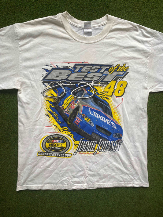 2004 Jimmie Johnson - Double Sided - Nextel Cup Inaugural Season - Vintage NASCAR T-Shirt (XL)