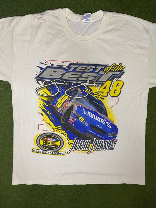 2004 Jimmie Johnson - Double Sided - Nextel Cup Inaugural Season - Vintage NASCAR T-Shirt (XL)