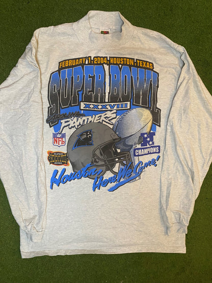 2004 Carolina Panthers - Super Bowl XXXVIII - Double Sided - Vintage NFL Long Sleeve (XL)