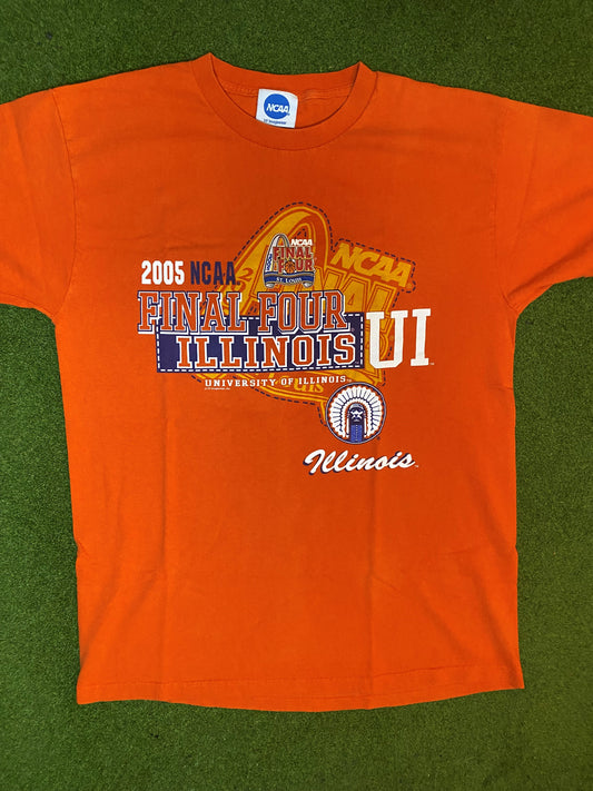 2005 Illinois Fighting Illini - Final Four - Vintage College Basketball T-Shirt (Large) - Gametime Vintage