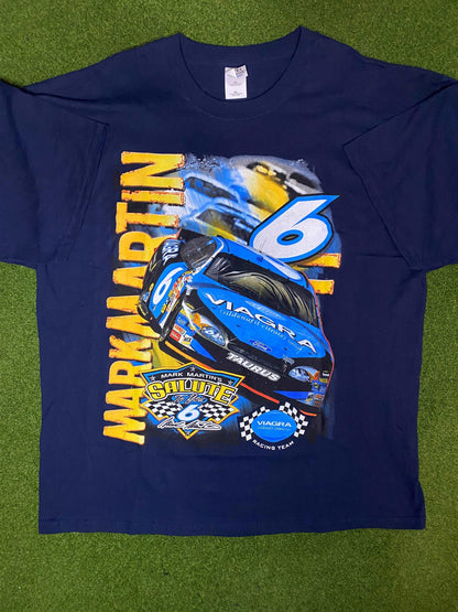 2005 Mark Martin - Viagra Car - Double Sided - Vintage NASCAR Tee Shirt (2XL)