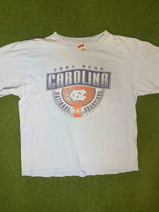 2005 North Carolina Tar Heels - National Champions - Vintage College Basketball Tee Shirt (Large) - Gametime Vintage