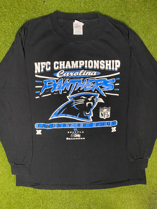 2006 Carolina Panthers - NFC Championship Game - Vintage NFL Long Sleeve (Large) - Gametime Vintage