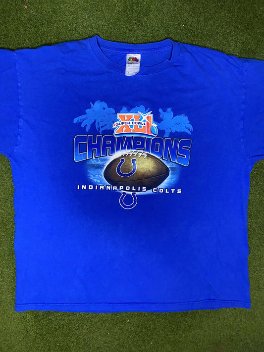 2006 Indianapolis Colts - Super Bowl XLI Champions - Vintage NFL T-Shirt (XL)