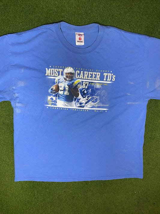 2006 San Diego Chargers - Ladainian Tomlinson TD Record - Vintage NFL Player T-Shirt (XL) Gametime Vintage