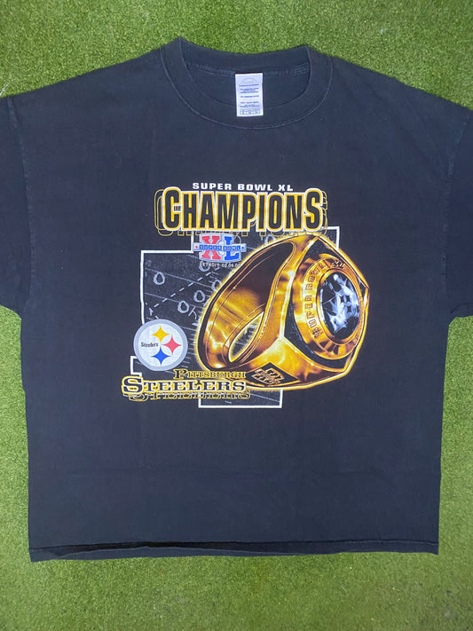 2006 Pittsburgh Steelers - Super Bowl XL Champions - Vintage NFL T-Shirt (XL) Gametime Vintage