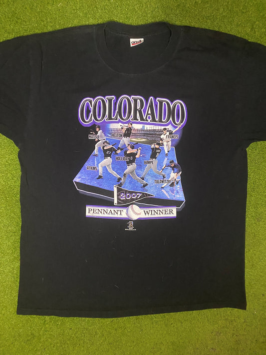 2007 Colorado Rockies - Pennant Winner - Vintage MLB T-Shirt (XL) Gametime Vintage