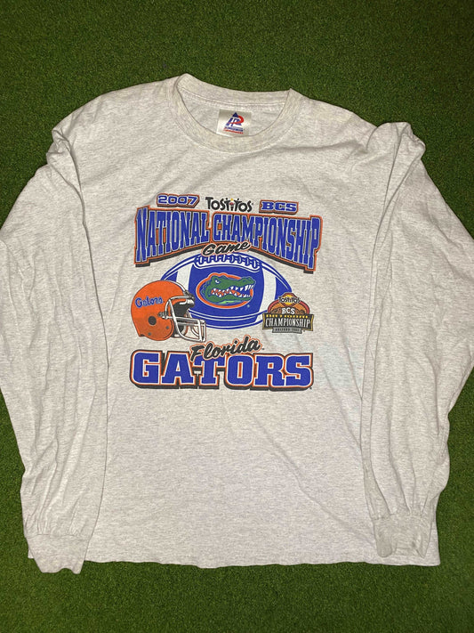 2007 Florida Gators - National Champions - Vintage College Football Long Sleeve Shirt (2XL) Gametime Vintage