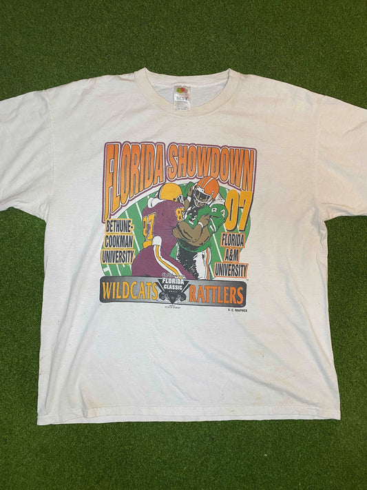 2007 Florida Showdown - Bethune-Cookman vs. Florida A&M - Vintage HBCU Tee Shirt (XL) - Gametime Vintage