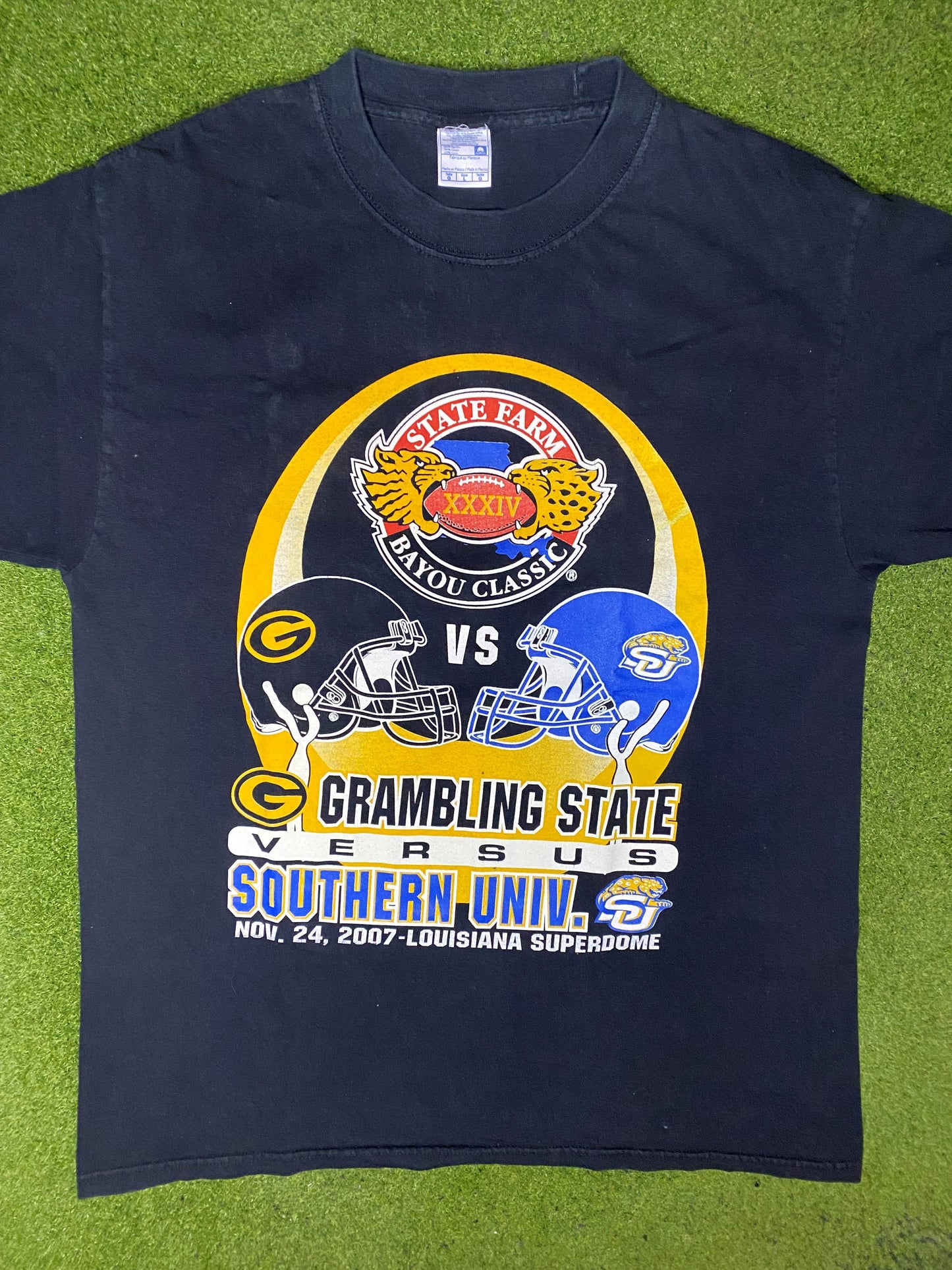 2007 Bayou Classic - Grambling St Vs. Southern - Vintage HBCU T Shirt (Large) - Gametime Vintage