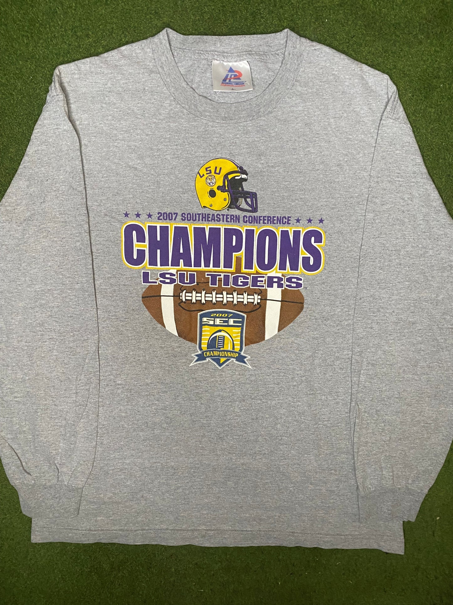 2007 LSU Tigers - SEC Champions - Vintage College Long Sleeve (Large)