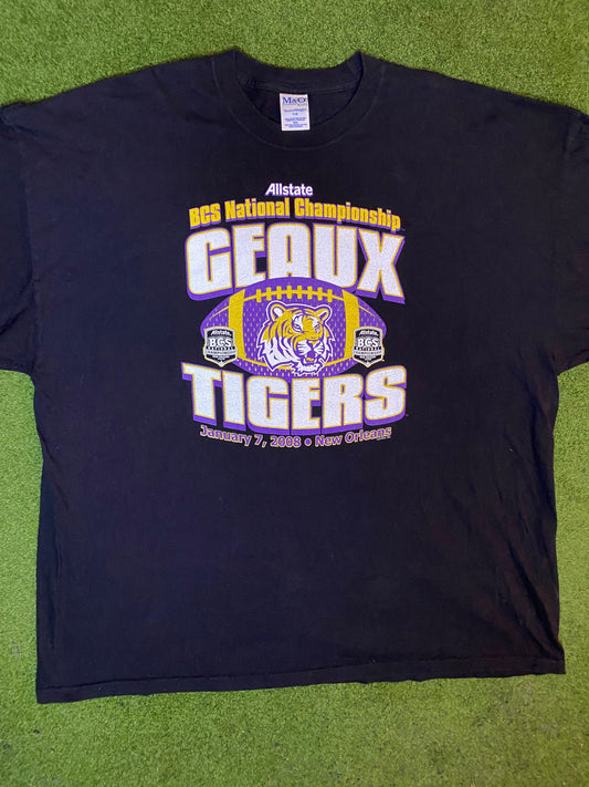 2007 LSU Tigers - National Champions - Vintage College Football T-Shirt (3XL)