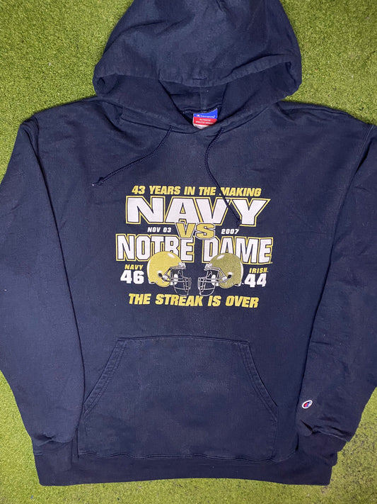 2007 Navy Midshipmen - The Streak Is Over - Vintage College Hoodie (XL) - Gametime Vintage