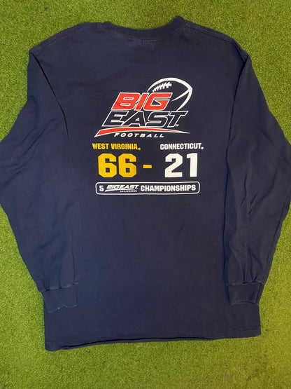 2007 West Virgnia Mountaineers - Big East Champions - Vintage College Football Long Sleeve (Large)