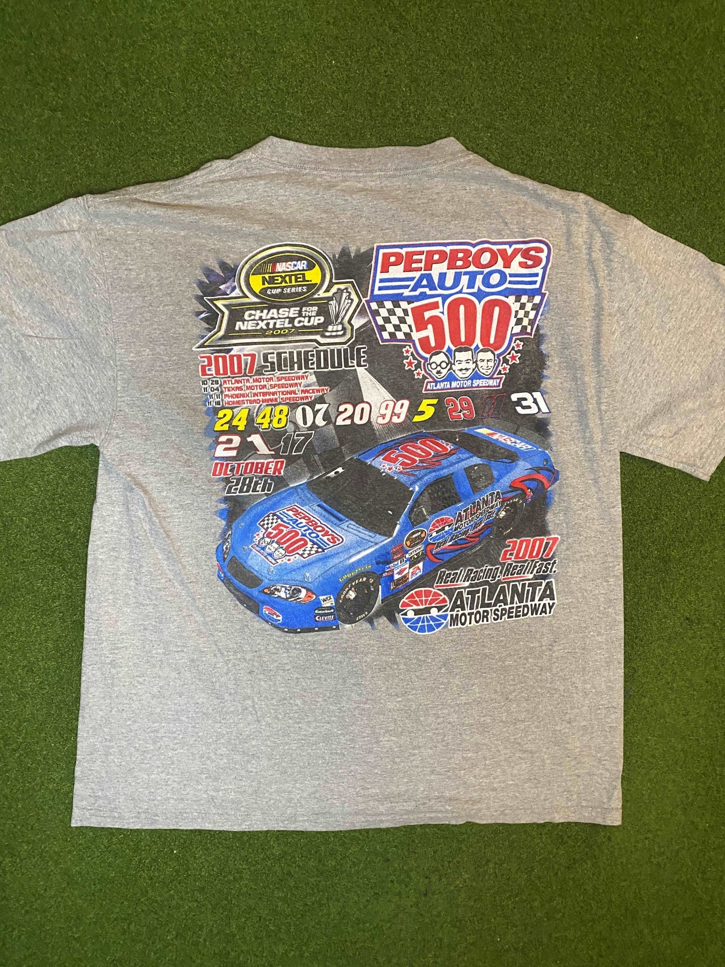 2007 Atlanta Motor Speedway - PepBoys Auto 500 - Double Sided - Vintage NASCAR Tee Shirt (Large)