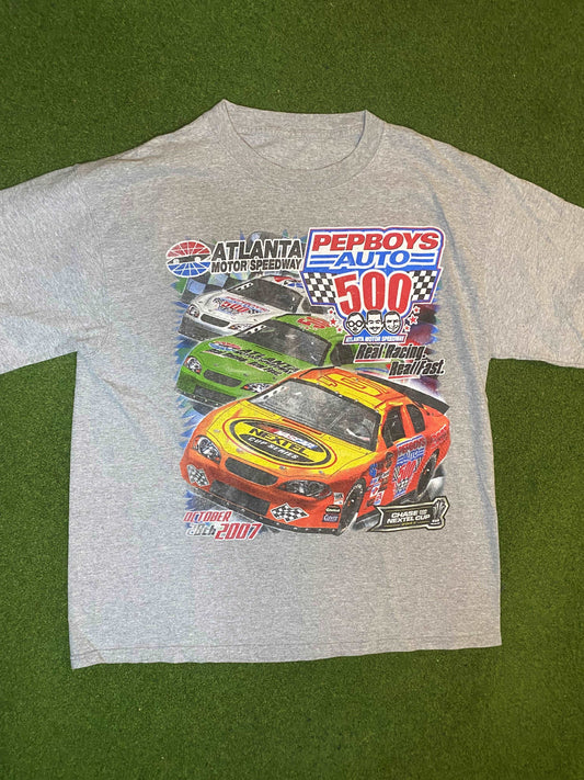2007 Atlanta Motor Speedway - PepBoys Auto 500 - Double Sided - Vintage NASCAR Tee Shirt (Large)