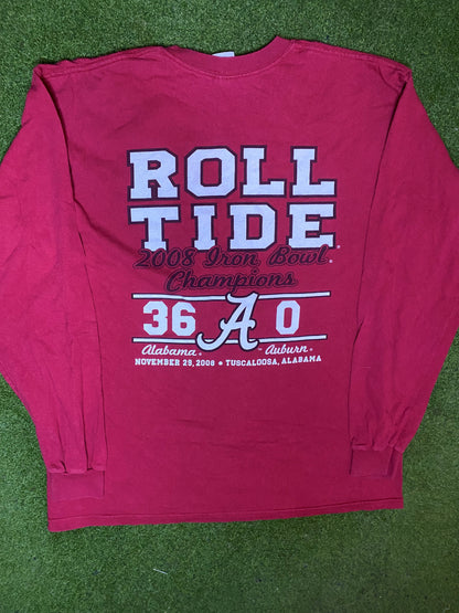 2008 Alabama Crimson Tide - Iron Bowl - Vintage College Football Long Sleeve (Large)