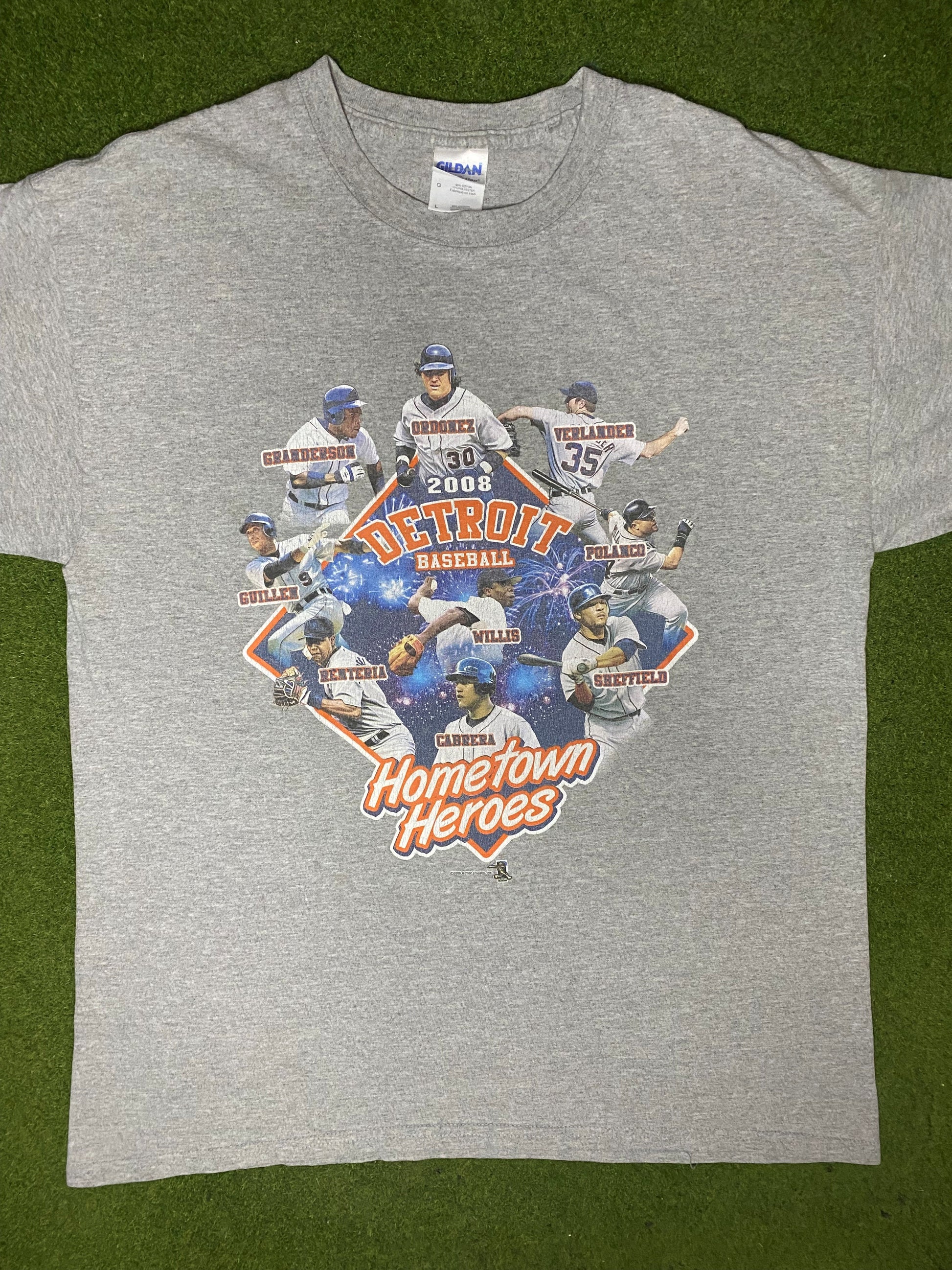 2008 Detroit Tigers - Hometown Heroes - Vintage MLB Player T Shirt (Large) - Gametime Vintage