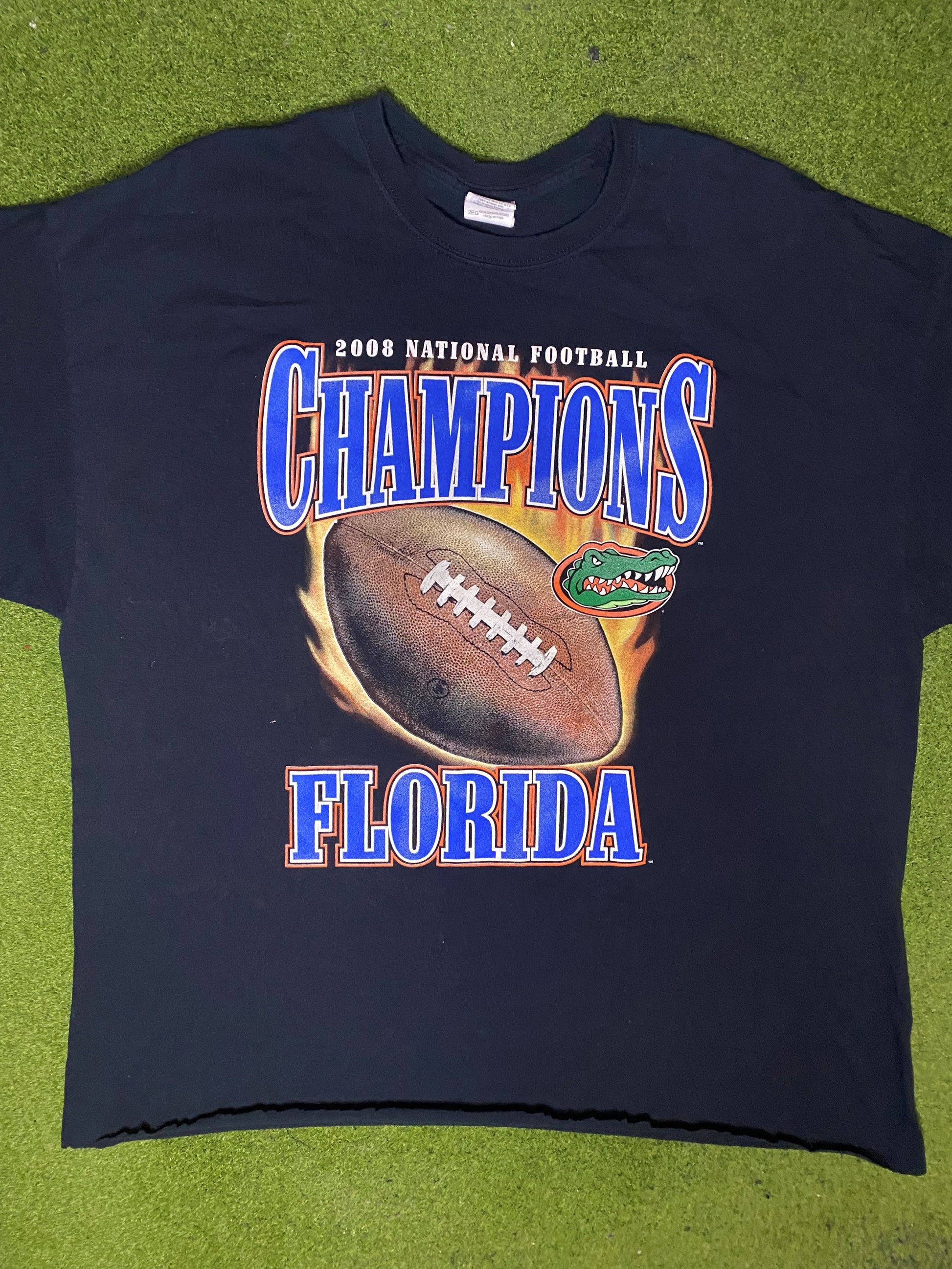 2008 Florida Gators - National Champions - Vintage College T Shirt (2XL) - Gametime Vintage