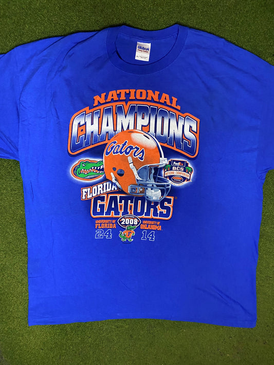 2008 Florida Gators - National Champions - Vintage College Football T-Shirt (2XL) Gametime Vintage