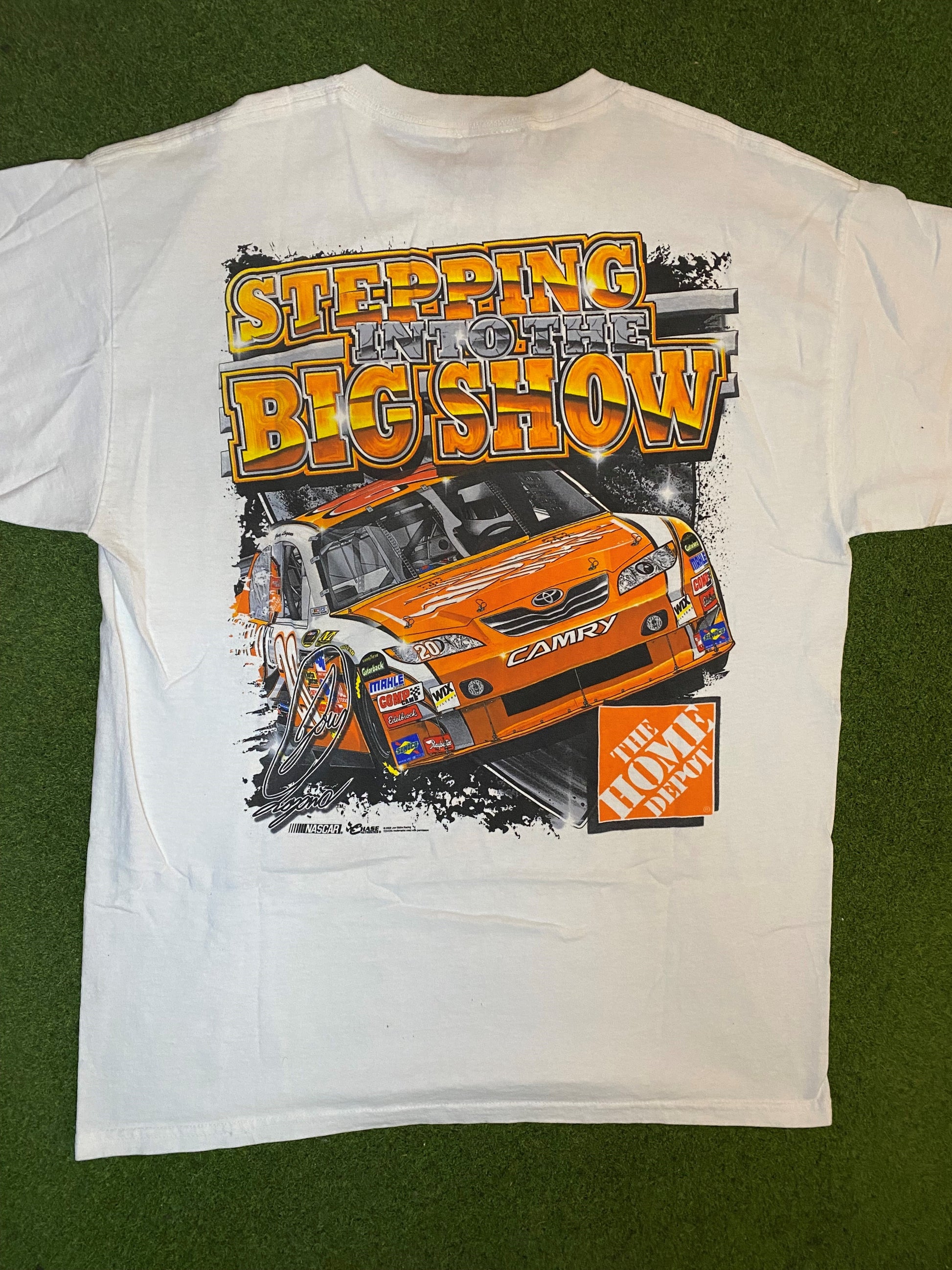 2008 Joey Logano - Stepping In To The Big Show - Double Sided - Vintage NASCAR Shirt (Large) 