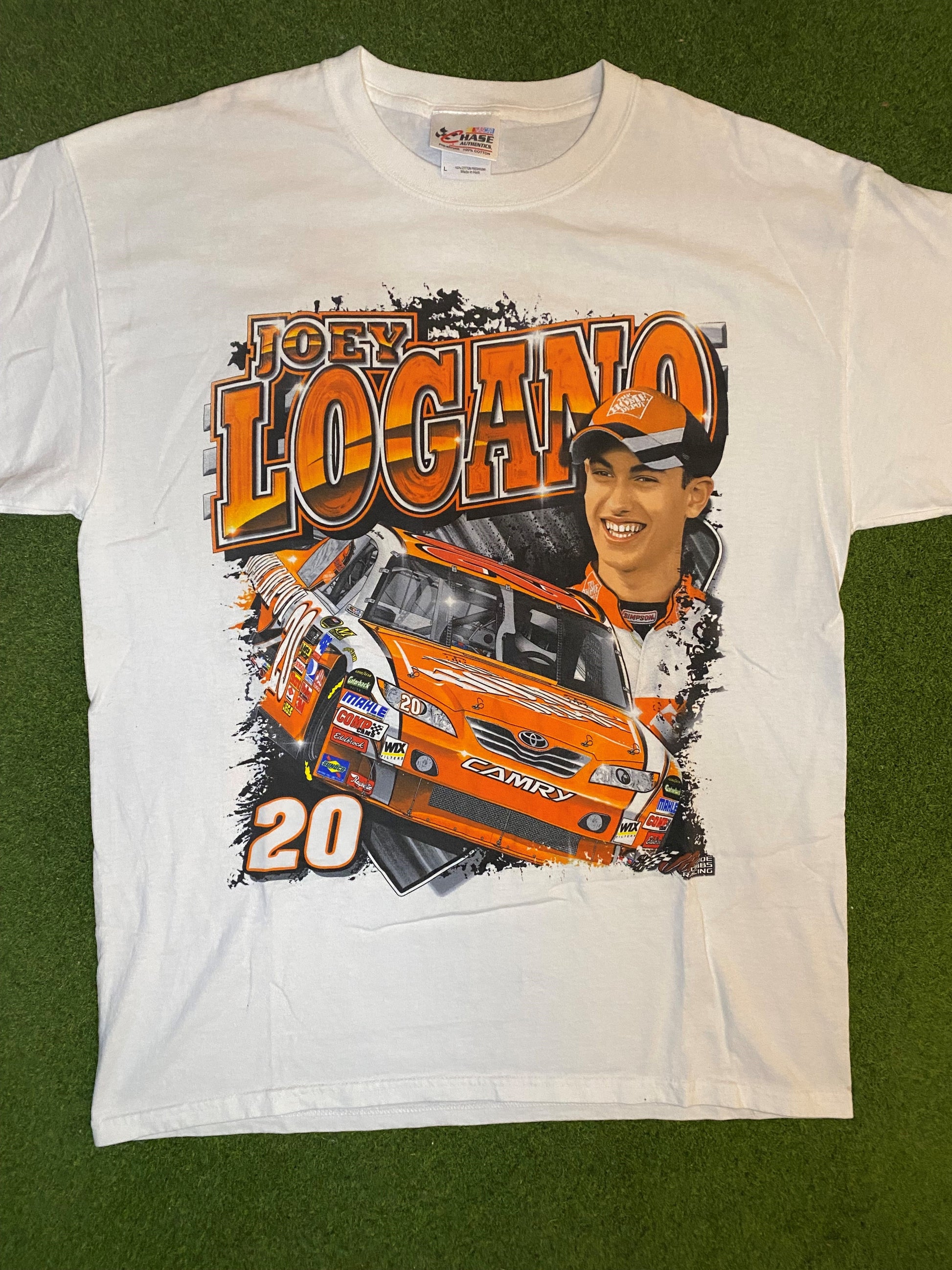 2008 Joey Logano - Stepping In To The Big Show - Double Sided - Vintage NASCAR Shirt (Large) 