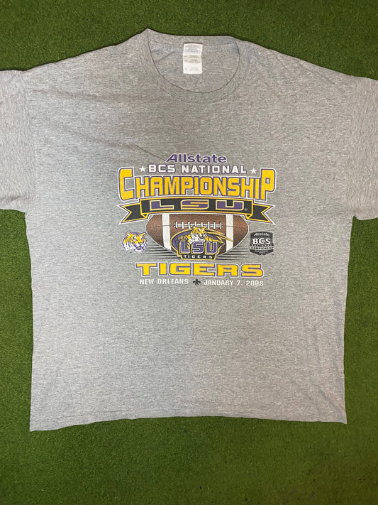 2008 LSU Tigers - National Championship - Vintage College T-Shirt (XL) 