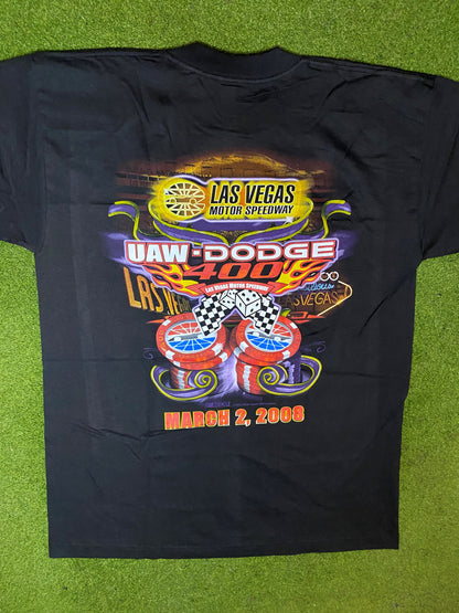 2008 UAW-Dodge 400 - Las Vegas Speedway - Vintage NASCAR T-Shirt (Large) 