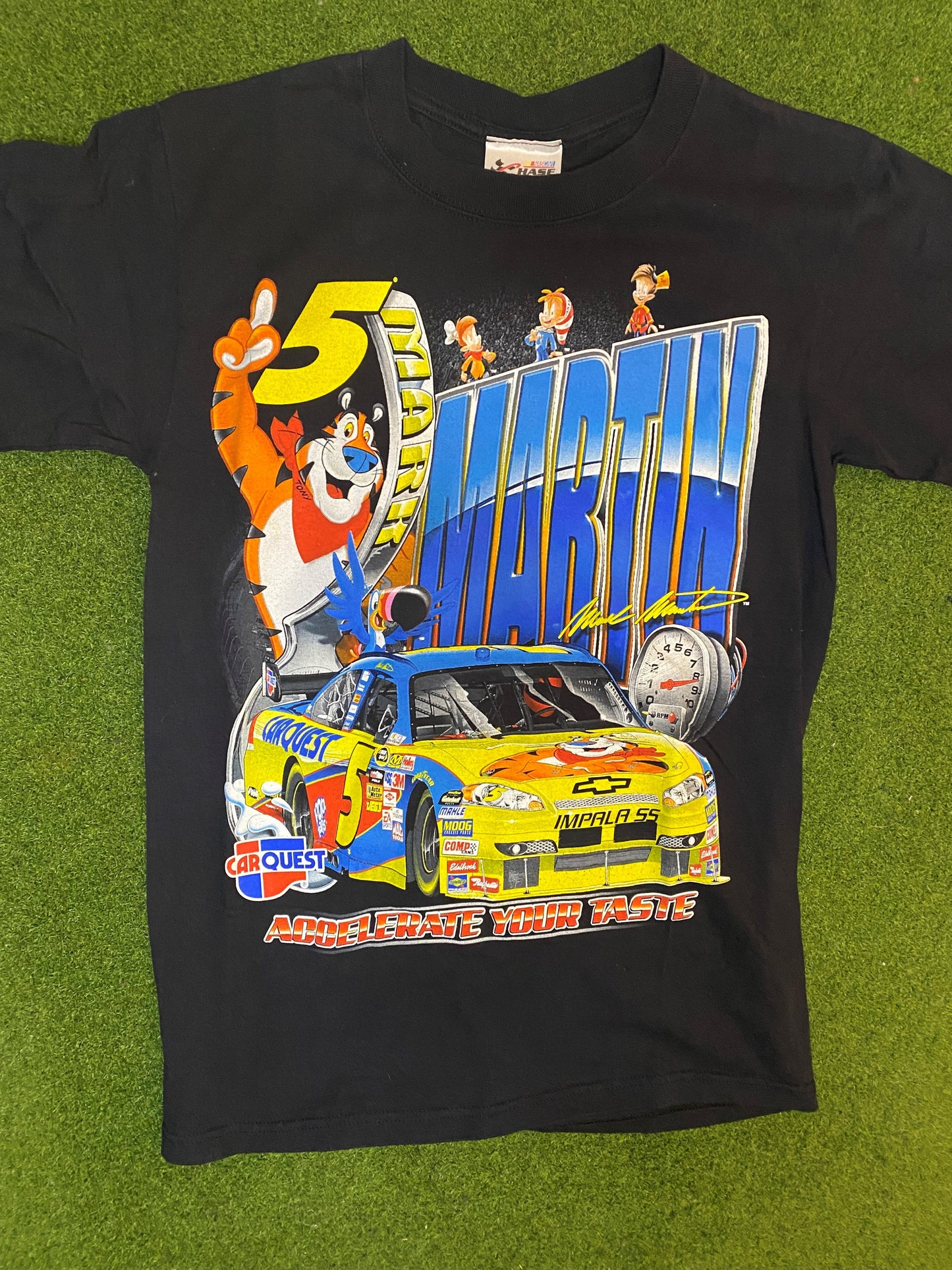 2008 Mark Martin - Kellogs Characters - Double Sided - Vintage NASCAR Shirt (Small)