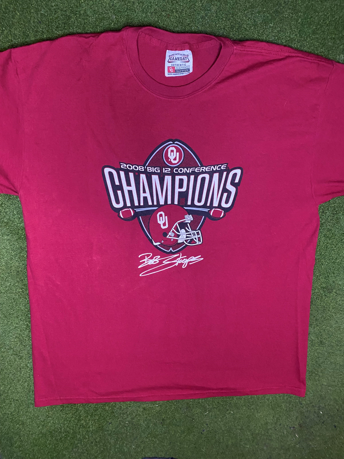 2008 Oklahoma Sooners - Big 12 Champions - Vintage College Football T-Shirt (XL) - Gametime Vintage