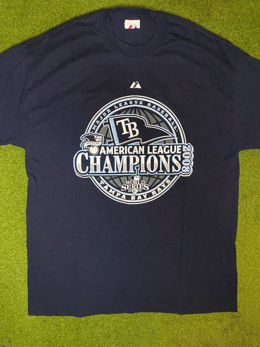 2008 Tampa Bay Rays - AL Champions - Double Sided - Vintage MLB Tee (XL) 