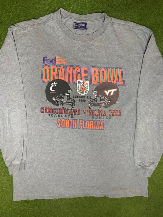 2009 Fed Ex Orange Bowl - Cincinnati Vs. Virginia Tech - Vintage College Long Sleeve (Large) - Gametime Vintage