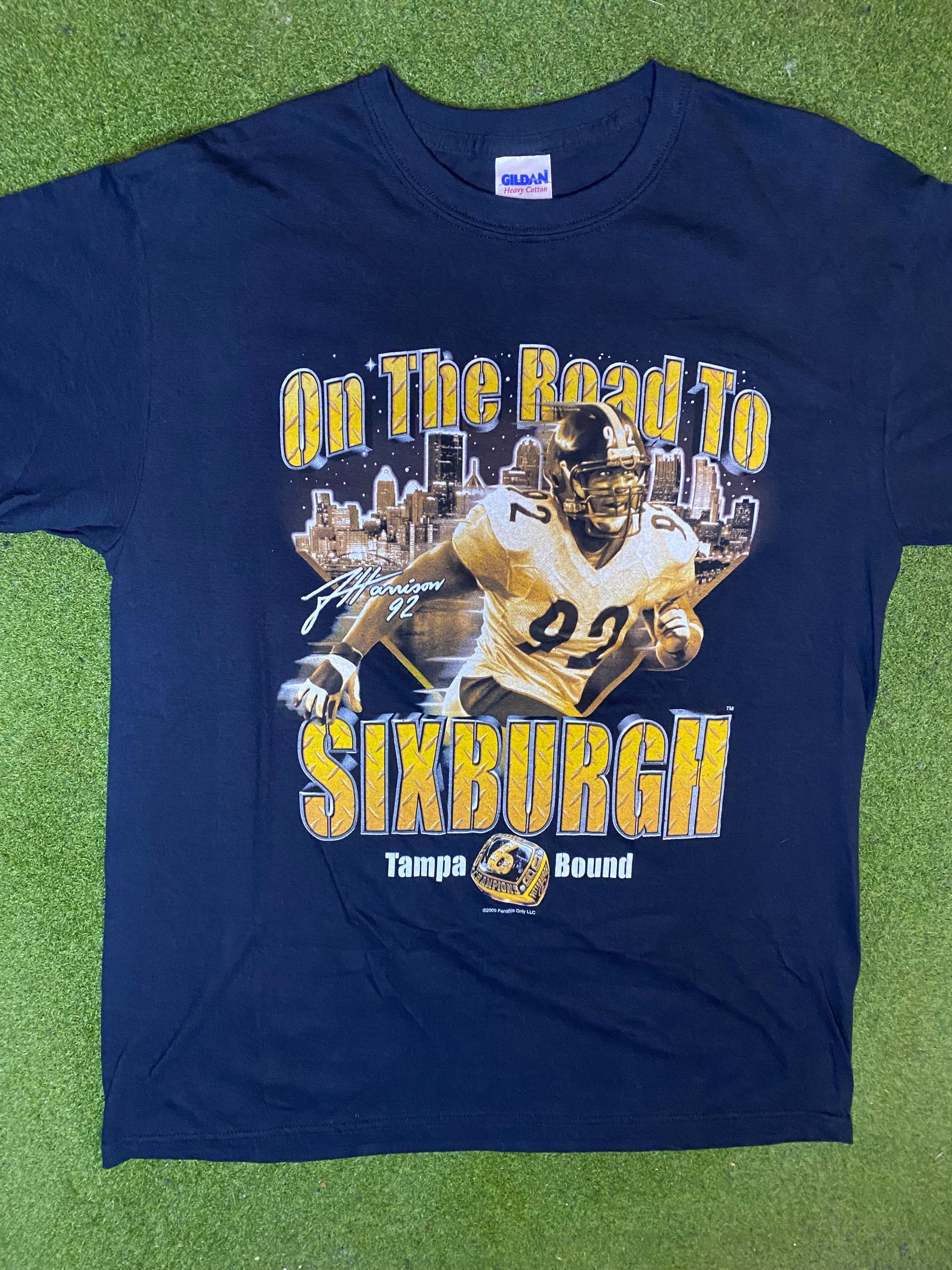 2009 Pittsburgh Steelers - James Harrison - Vintage NFL Player T-Shirt (Medium)