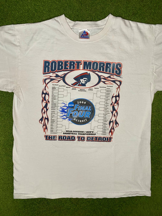 2009 Robert Morris Colonials - Vintage College Basketball T Shirt (Large)