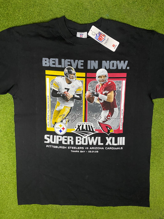 2009 Super Bowl XLIII - Steelers Vs. Cardinals - Vintage NFL Player T Shirt (Large) - Gametime Vintage