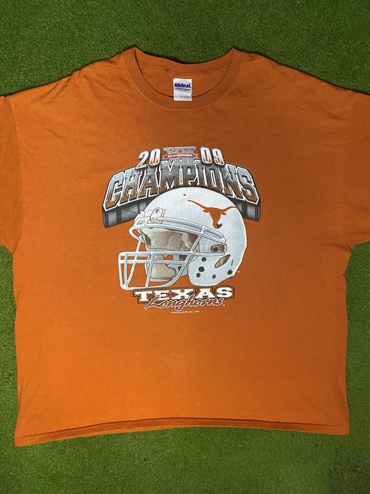 2009 Texas Longhorns - Big 12 Champions - Vintage College T Shirt (2XL) - Gametime Vintage