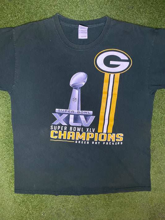 2010 Green Bay Packers - Super Bowl XLV Champions - Vintage NFL T-Shirt (Large) Gametime Vintage