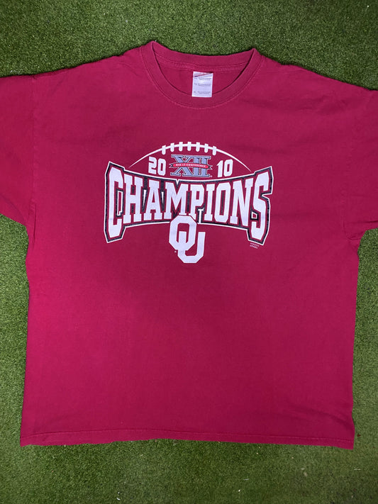 2010 Oklahoma Sooners - Big 12 Champions - Vintage College T-Shirt (XL)