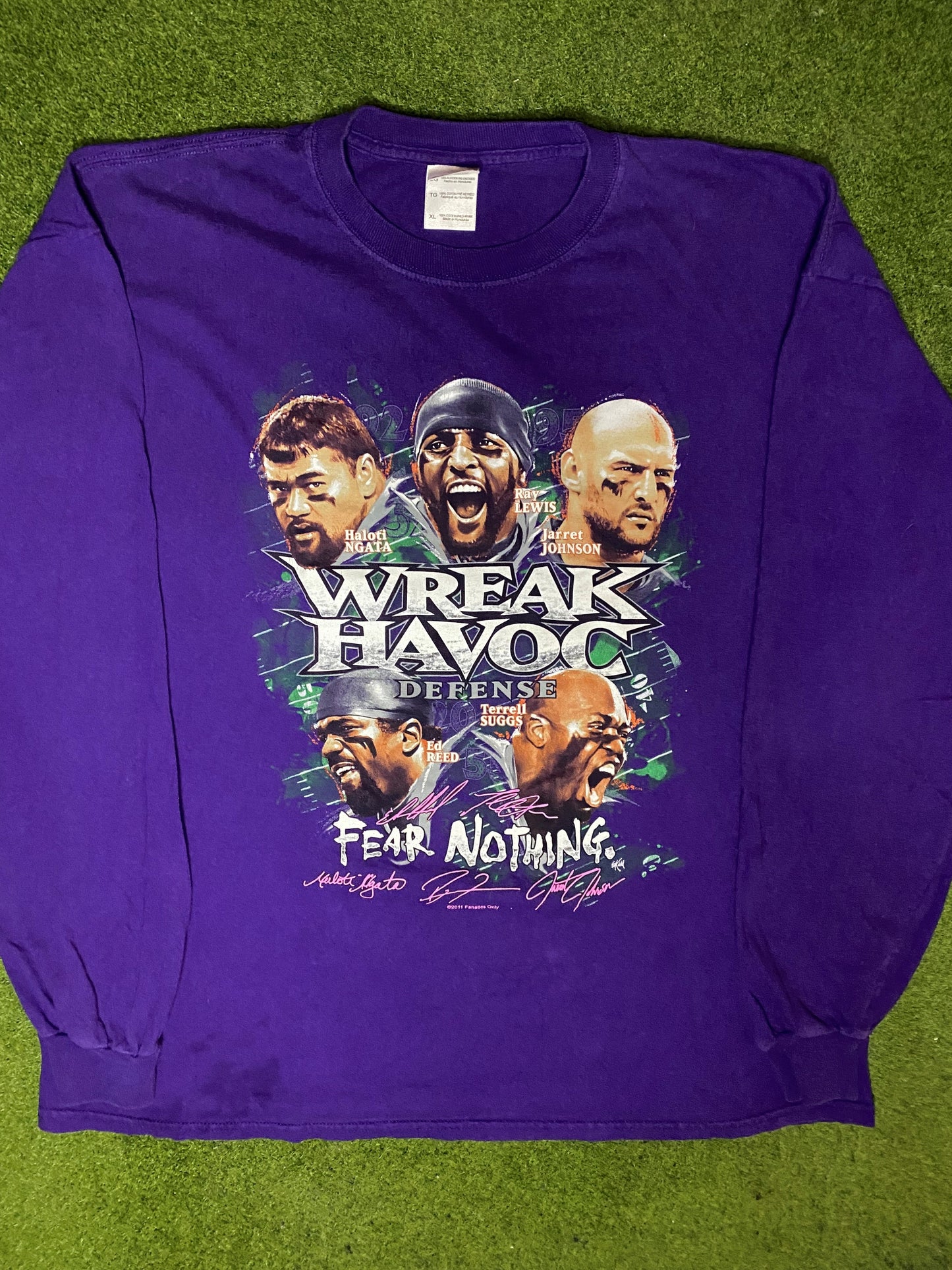 2011 Baltimore Ravens - Wreak Havoc Defense - Vintage NFL Long Sleeve (XL) - Gametime Vintage