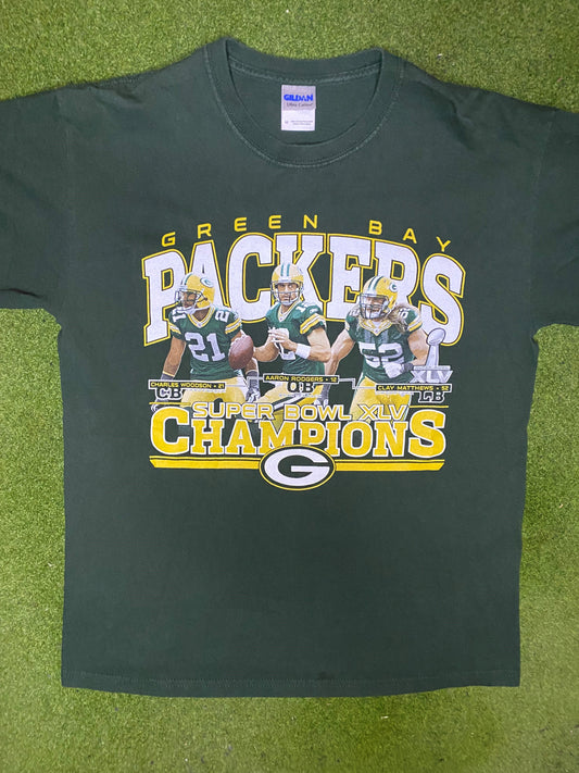 2011 Green Bay Packers - Super Bowl XLV Champions - Vintage NFL T-Shirt (Medium) Gametime Vintage