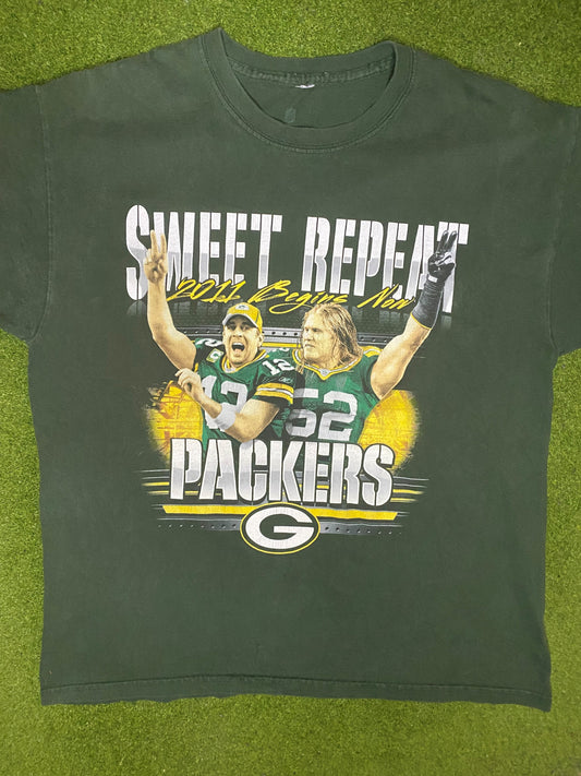 2011 Green Bay Packers - Sweet Repeat - Vintage NFL Player T-Shirt (Large)