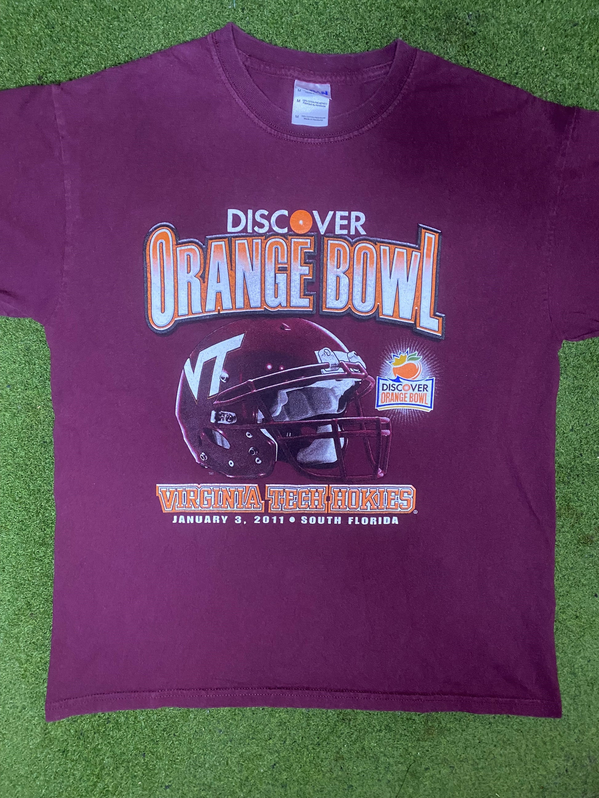 2011 Virginia Tech Hokies - Discover Orange Bowl - Vintage College Football T-Shirt (Medium)